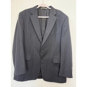 Burberry London Custom Bespoke Pinstripe Wool‎ Blazer Jacket 44R Gray Luxury